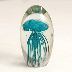Sulfure verre méduse turquoise 9x6cm