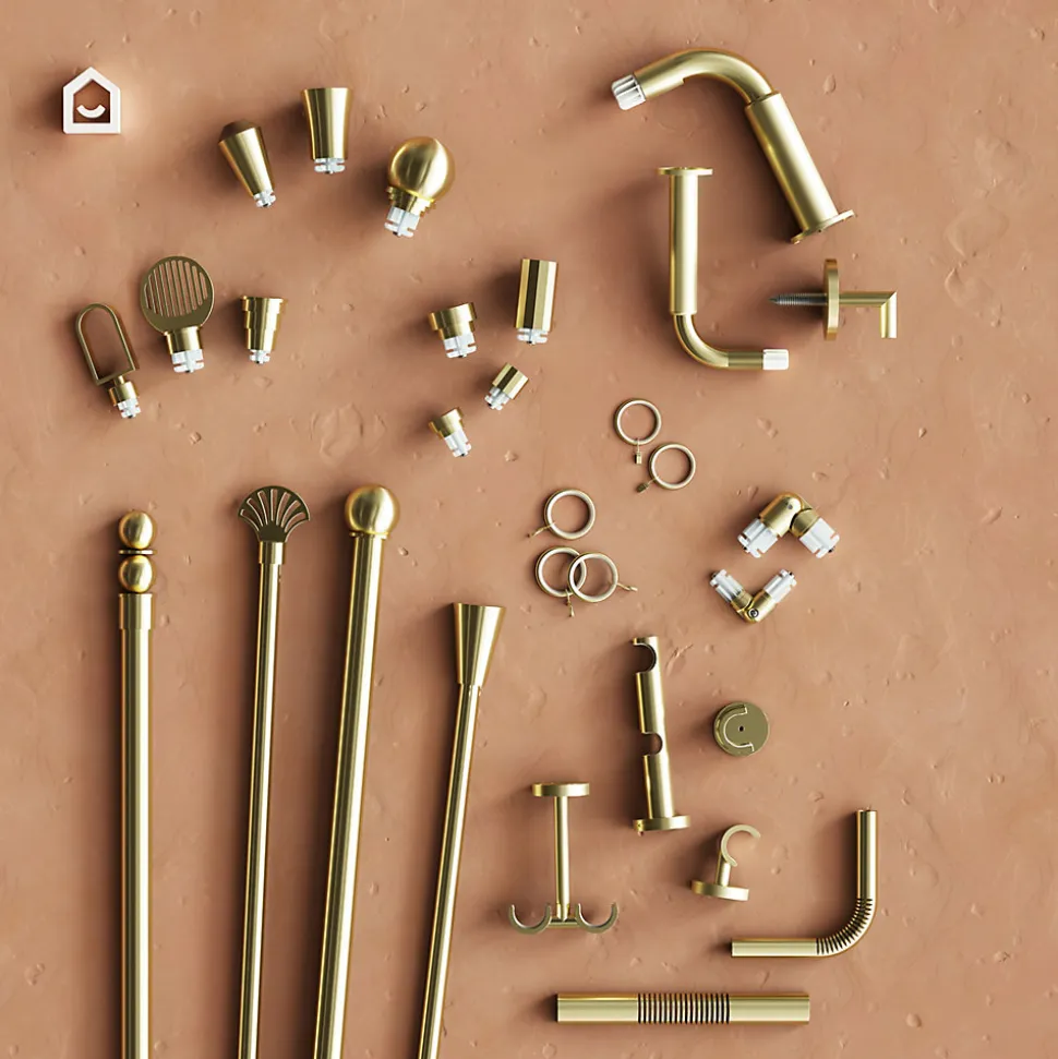 Support double tringle à rideau à percer Elasa métal doré Ø19mm GoodHome