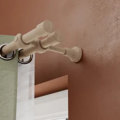 Support double tringle à rideau à percer Symi bois de frêne beige Ø28mm GoodHome