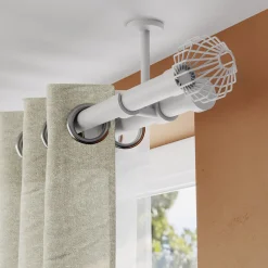 Support double tringle à rideau fixation plafond Anafi métal blanc Ø19/28mm GoodHome