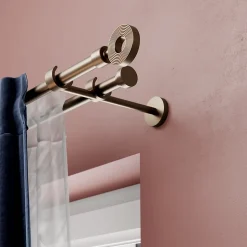 Support double tringle à rideau à percer Kozani métal marron Ø19mm GoodHome