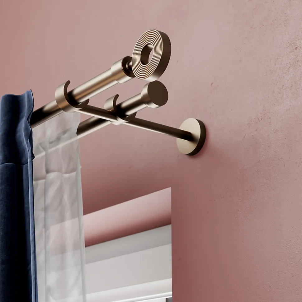 Support double tringle à rideau à percer Kozani métal marron Ø19mm GoodHome