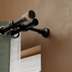 Support double tringle à rideau à percer Lamia bois de hêtre noir Ø28mm GoodHome