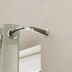 Support extensible coudé tringle à rideau Athens métal gris chromé Ø19mm GoodHome