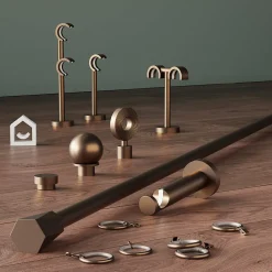 Support extensible coudé tringle à rideau Kozani métal marron Ø19mm GoodHome