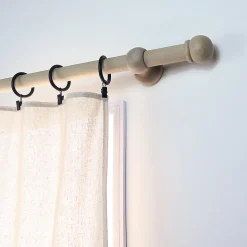 Support œil monobloc tringle à rideau extensible bois de hêtre beige Ø28mm L.50mm Mobois