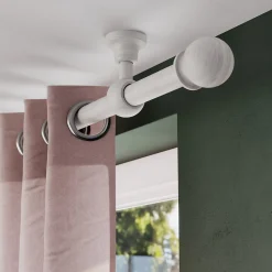 Support oeil tringle à rideau fixation plafond Chalki bois de frêne blanc Ø28mm GoodHome