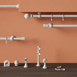 Support oeil tringle à rideau fixation plafond Chalki bois de frêne blanc Ø28mm GoodHome