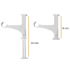 Support sans perçage, Tringle à  rideau, pour Coffre de Volet Roulant, Blanc, Extensible 14 à  24 cm, D.20 à  28 mm