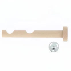 Support tige double tringle à rideau bois de hêtre beige Ø28mm L.130/200mm Mobois