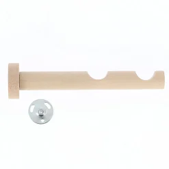 Support tige double tringle à rideau bois de hêtre beige Ø28mm L.130/200mm Mobois