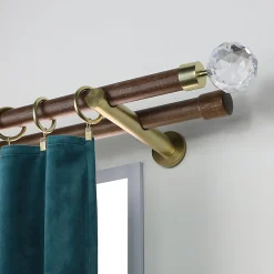 Support tige double tringle à rideau Easy fix métal doré mat Ø20/28mm L.95/175mm Mobois