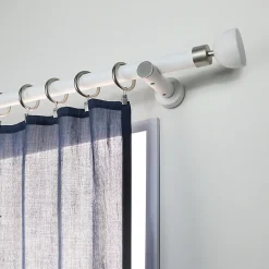Support tige ouvert tringle à rideau blanc, gris chromé mat Ø28mm L.80mm Mobois