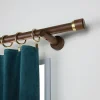 Support tige ouvert tringle à rideau bois de hêtre chêne foncé Ø28mm L.80mm Mobois