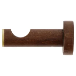 Support tige ouvert tringle à rideau chêne foncé, doré Ø28mm L.80mm Mobois