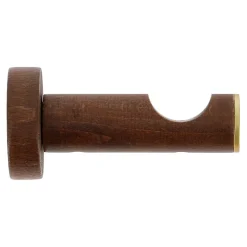 Support tige ouvert tringle à rideau chêne foncé, doré Ø28mm L.80mm Mobois