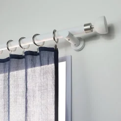 Support tige ouvert tringle à rideau bois de hêtre blanc mat Ø28mm L.80mm Mobois