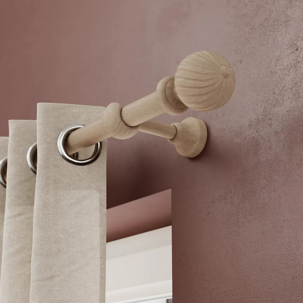 Support tringle à rideau à percer Volos bois de frêne beige Ø28mm GoodHome