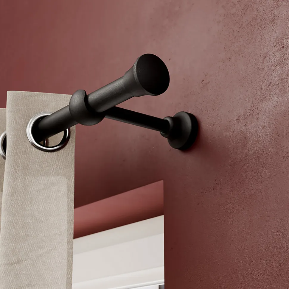 Support tringle à rideau long à percer Lamia bois de hêtre noir Ø28mm GoodHome