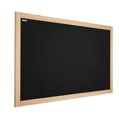Tableau à Craie Noir avec Cadre en Bois Naturel Laqué 120x90cm