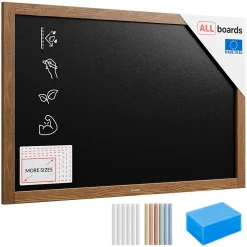 Tableau à Craie Noir Etanche avec Cadre en Bois Laqué 90x60cm
