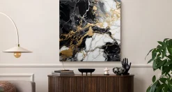 Tableau Abstraction De Marbre Glamour 60cm x 60cm - Parfait pour décorer votre salon, chambre ou bureau avec un design unique et