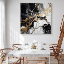 Tableau Abstraction De Marbre Glamour 60cm x 60cm - Parfait pour décorer votre salon, chambre ou bureau avec un design unique et