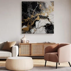 Tableau Abstraction De Marbre Glamour 60cm x 60cm - Parfait pour décorer votre salon, chambre ou bureau avec un design unique et