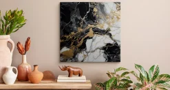 Tableau Abstraction De Marbre Glamour 90cm x 90cm - Parfait pour décorer votre salon, chambre ou bureau avec un design unique et