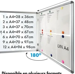 Tableau affichage mural intérieur Vitrine 37 x 70 cm 3 x A4 Avec 6 aimants - Floordirekt