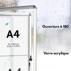 Tableau affichage mural intérieur Vitrine 70 x 97 cm 9 x A4 Avec 18 aimants - Floordirekt