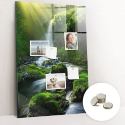 Tableau Aimanté Tulup 60x90 cm Cascade avec rochers En Verre Pour Cuisine