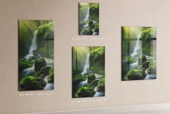 Tableau Aimanté Tulup 60x90 cm Cascade avec rochers En Verre Pour Cuisine