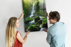 Tableau Aimanté Tulup 70x100 cm Cascade avec rochers En Verre Pour Cuisine