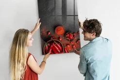 Tableau Aimanté Wallfluent 70x100 cm Paprika moulu Marqueur blanc En Verre Pour Cuisine