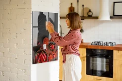 Tableau Aimanté Wallfluent 70x100 cm Paprika moulu Marqueur blanc En Verre Pour Cuisine