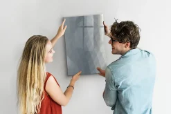 Tableau Aimanté Wallfluent 40x60 cm Vagues grises abstraites Marqueur noir En Verre Pour Cuisine