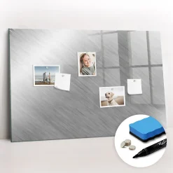 Tableau Aimanté Wallfluent 90x60 cm Mur en métal Marqueur noir En Verre Pour Cuisine