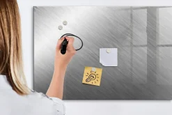 Tableau Aimanté Wallfluent 90x60 cm Mur en métal Marqueur noir En Verre Pour Cuisine