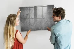 Tableau Aimanté Wallfluent 100x70 cm Mur industriel Marqueur blanc En Verre Pour Cuisine