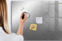 Tableau Aimanté Wallfluent 100x70 cm Mur en métal Marqueur noir En Verre Pour Cuisine