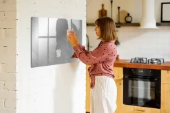 Tableau Aimanté Wallfluent 100x70 cm Mur en métal Marqueur noir En Verre Pour Cuisine