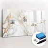 Tableau Aimanté Wallfluent 120x60 cm Marbre décoratif Marqueur noir En Verre Pour Cuisine