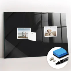 Tableau Aimanté Wallfluent 60x40 cm Motif de mur sombre Marqueur blanc En Verre Pour Cuisine