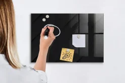 Tableau Aimanté Wallfluent 60x40 cm Motif de mur sombre Marqueur blanc En Verre Pour Cuisine