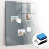 Tableau Aimanté Wallfluent 70x100 cm Vagues grises abstraites Marqueur noir En Verre Pour Cuisine