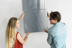 Tableau Aimanté Wallfluent 70x100 cm Vagues grises abstraites Marqueur noir En Verre Pour Cuisine