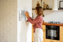 Tableau Aimanté Wallfluent 60x40 cm Marbre décoratif Marqueur noir En Verre Pour Cuisine