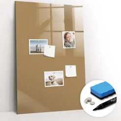 Tableau Aimanté Wallfluent 60x90 cm Couleur beige foncé Marqueur noir En Verre Pour Cuisine