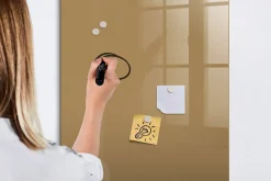 Tableau Aimanté Wallfluent 60x90 cm Couleur beige foncé Marqueur noir En Verre Pour Cuisine